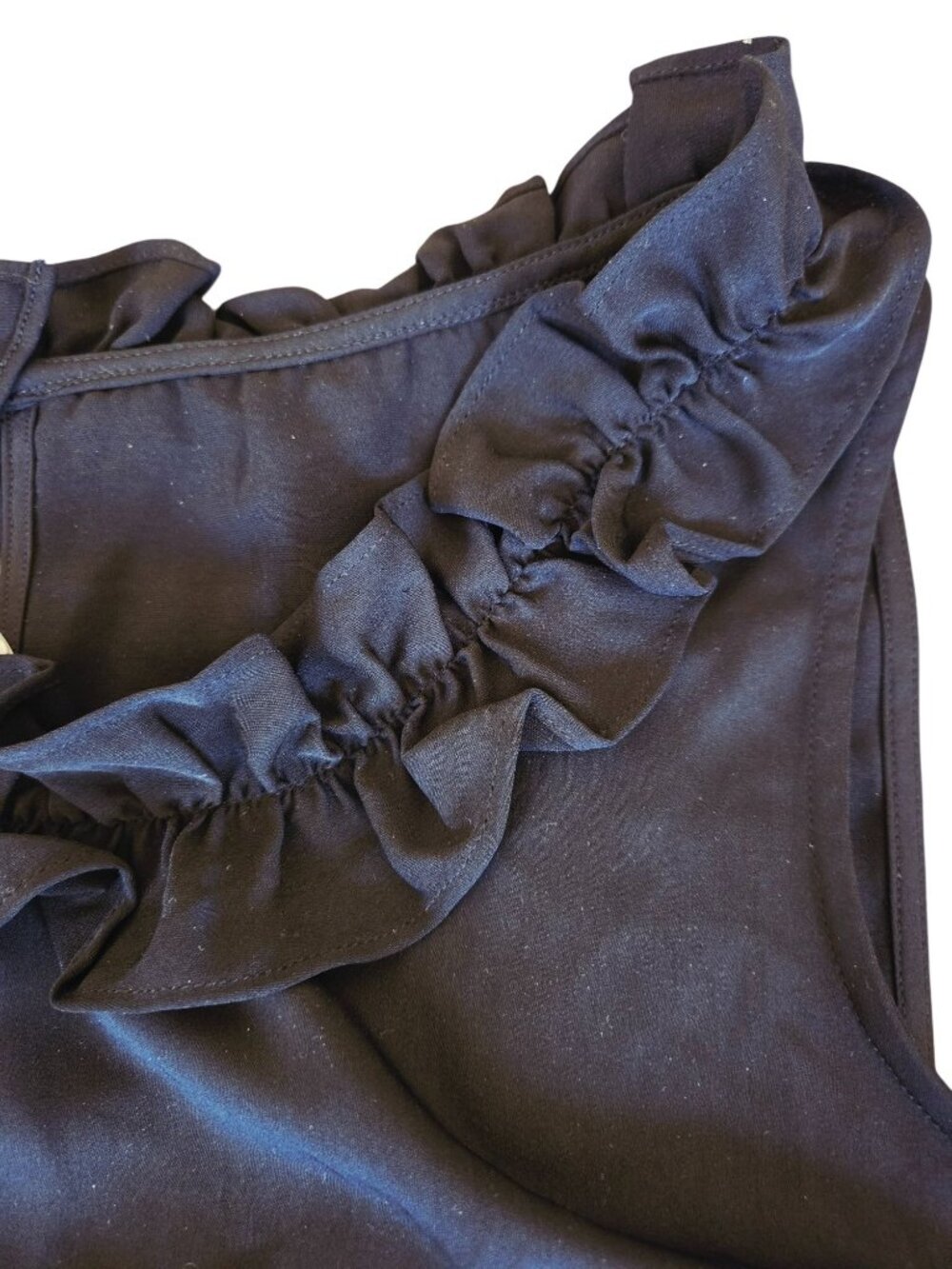 Talbots Womens Black Sleeveless Ruffle-Neck Blouse Size L New With Tags - Picture 9 of 11